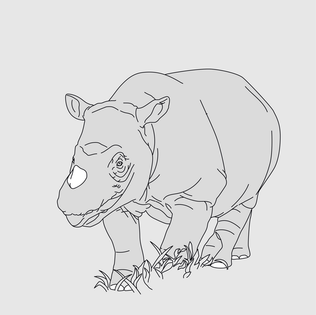 STRYVE Trigger Spot, For the Planet, Sumatra-Nashorn, Grafik, Nashorn läuft durch Wiese