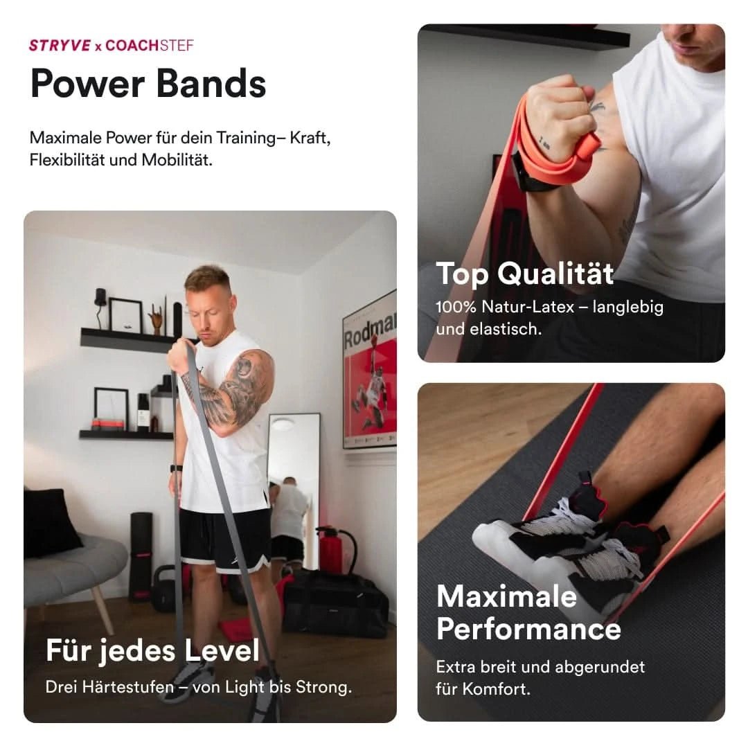 Fitnessbänder Set – STRYVE x Coach Stef Power Bands für Fitness & Home Workout