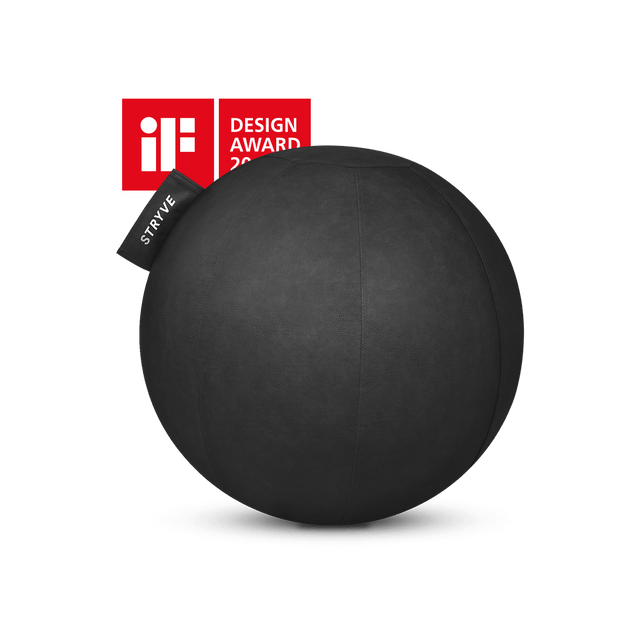 STRYVE Balance Ball All Black 65 cm Active Ball – Lederstoff